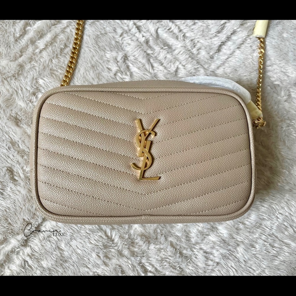 ❌❌SOLD❌❌ New Saint Laurent Mini Lou Camera Bag Dark Beige - Picture 2 of 6